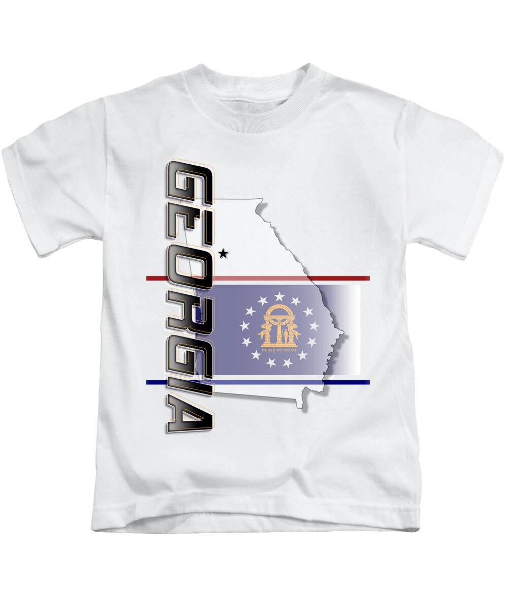 Georgia Kids T-Shirt featuring the digital art Georgia State Vertical Print by Rick Bartrand