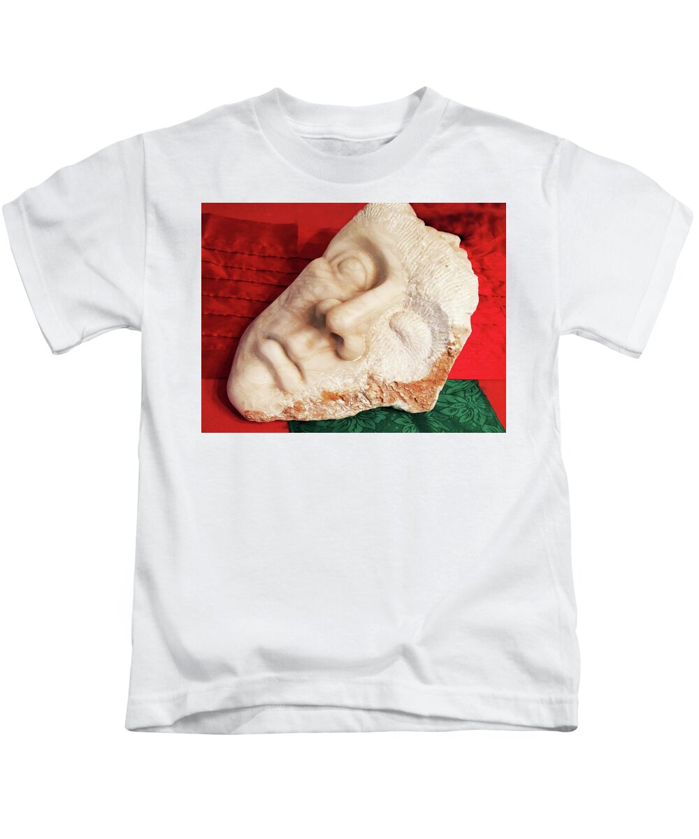Hand-carved Sculpture Kids T-Shirt featuring the sculpture Gnothi Seauton by Linda N La Rose