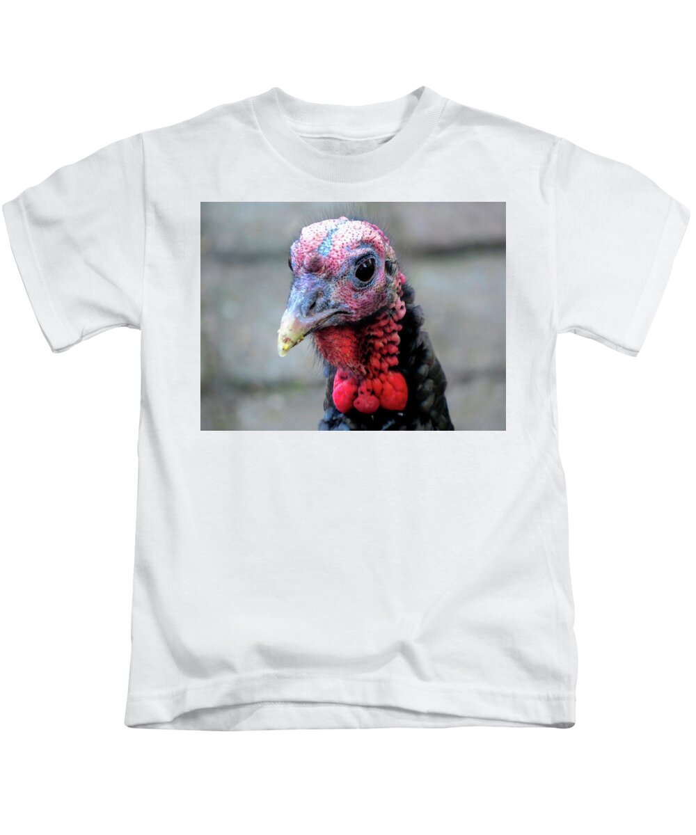 Turkey Kids T-Shirt featuring the photograph Gobbler Portrait by Linda Stern
