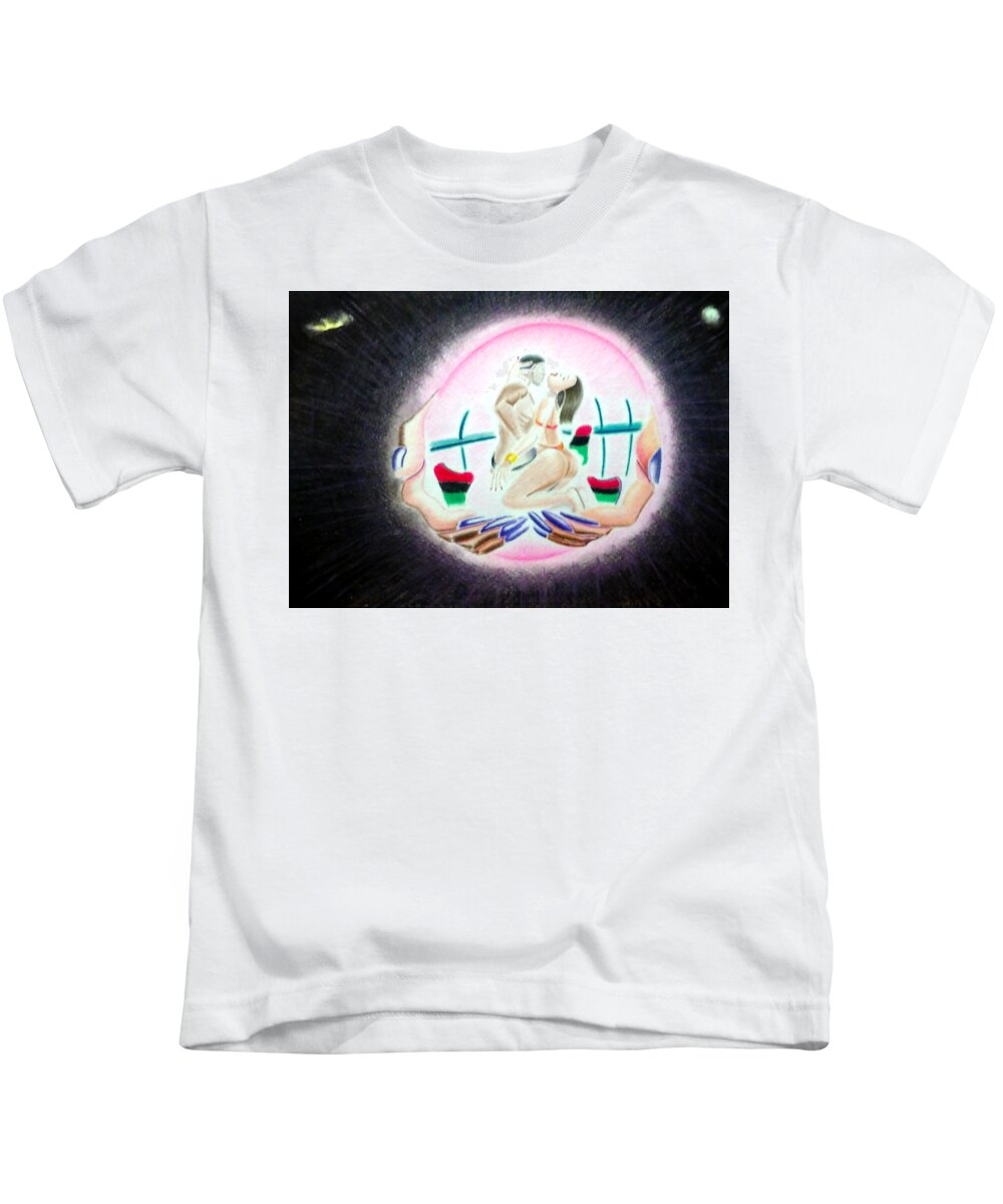 Black Art Kids T-Shirt featuring the drawing God Is A Woman by Donald C-Note Hooker