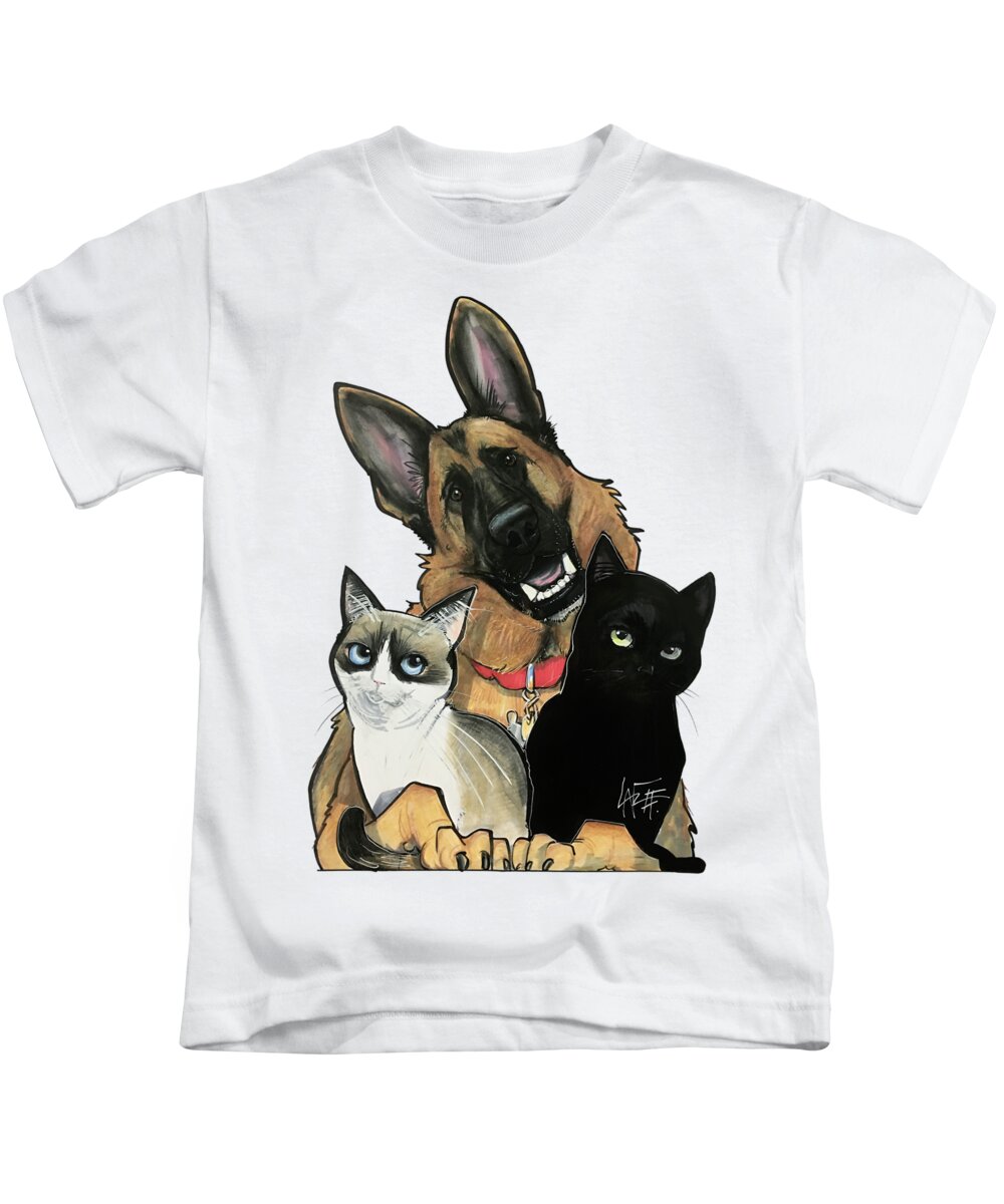 Haberland Kids T-Shirt featuring the drawing Haberland 7-1316 by Canine Caricatures By John LaFree