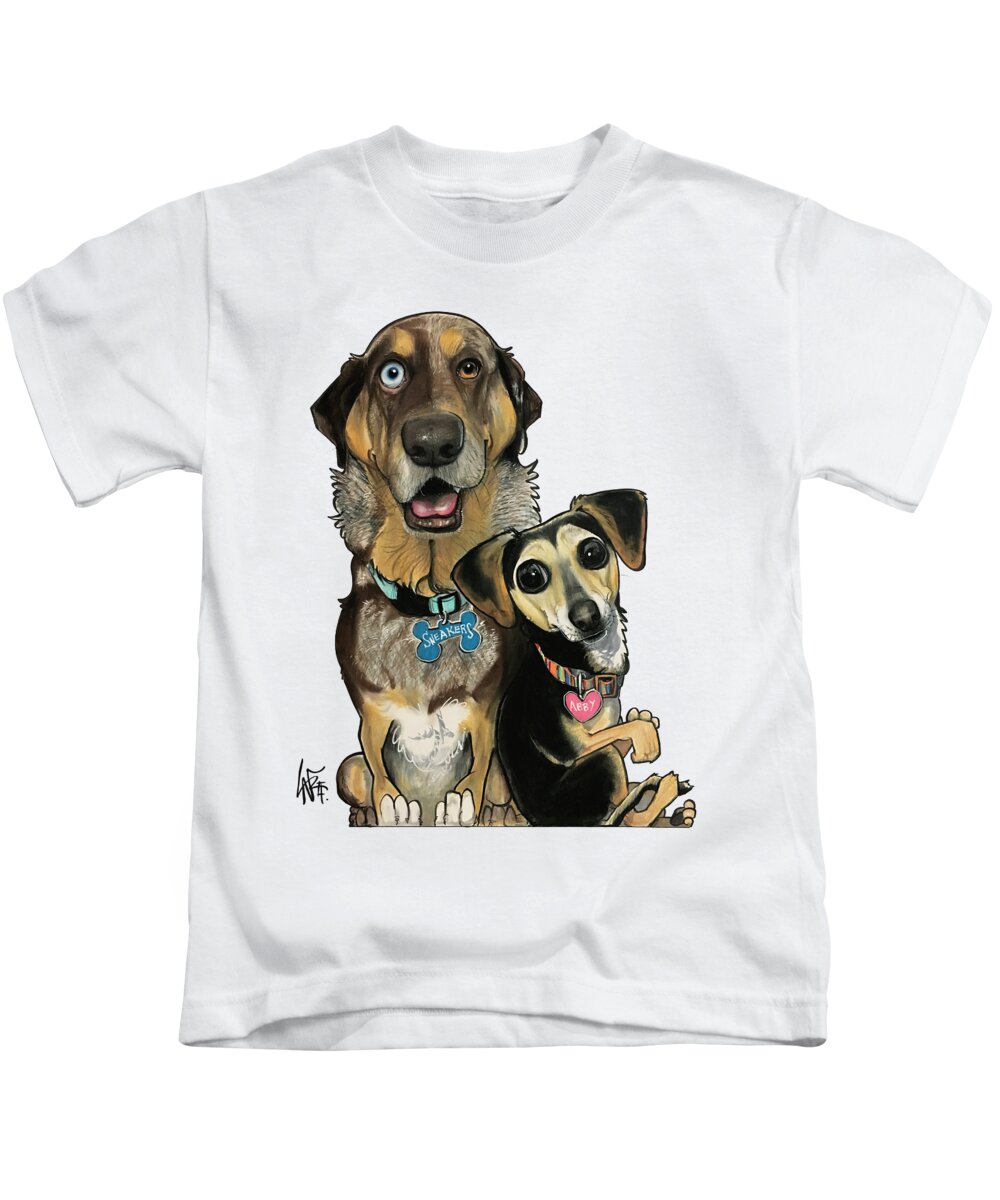 Hagen Kids T-Shirt featuring the drawing Hagen 5061 by Canine Caricatures By John LaFree