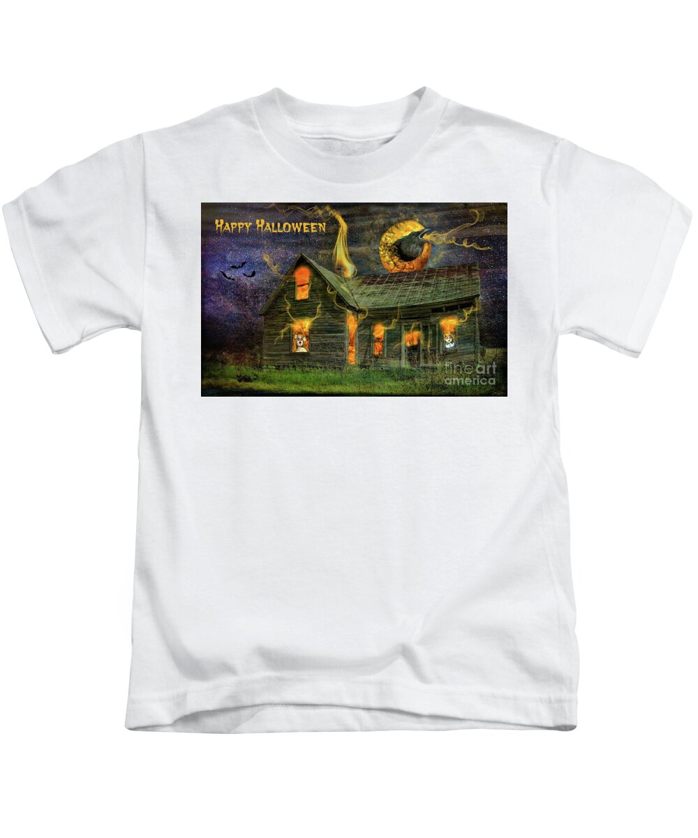 Halloween Kids T-Shirt featuring the digital art Happy Halloween Haunting by Tina LeCour