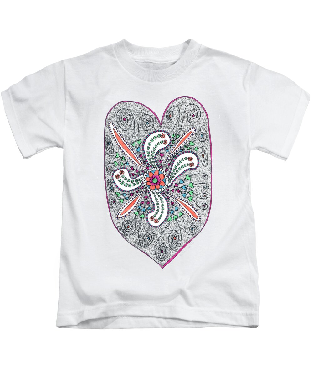 Heart Kids T-Shirt featuring the drawing Heart of Joy by Lisa Blake