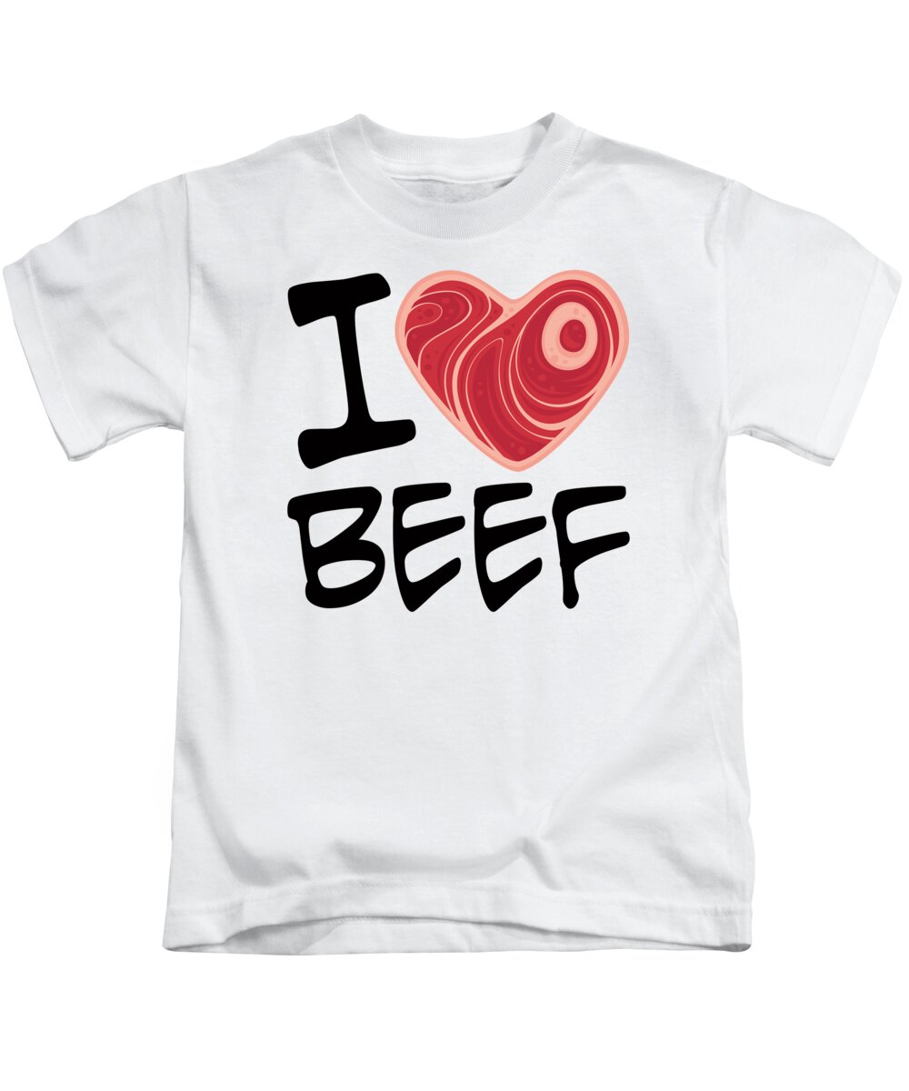 Meat Kids T-Shirt featuring the digital art I Love Beef by John Schwegel