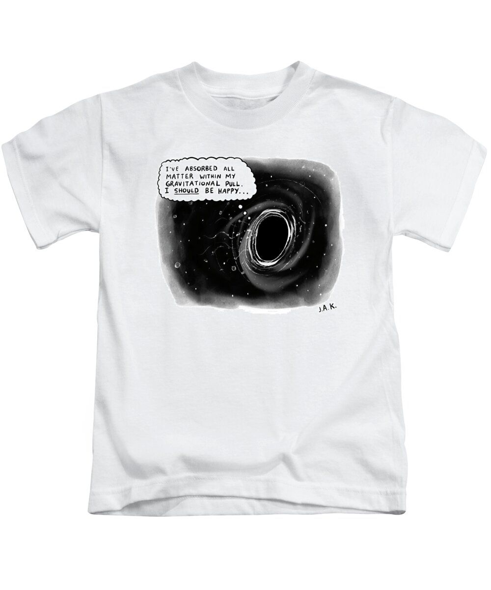 Captionless Kids T-Shirt featuring the drawing I Should Be Happy by Jason Adam Katzenstein