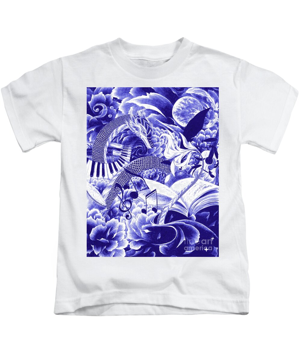 Dragon Kids T-Shirt featuring the drawing In Song and Story by Alice Chen