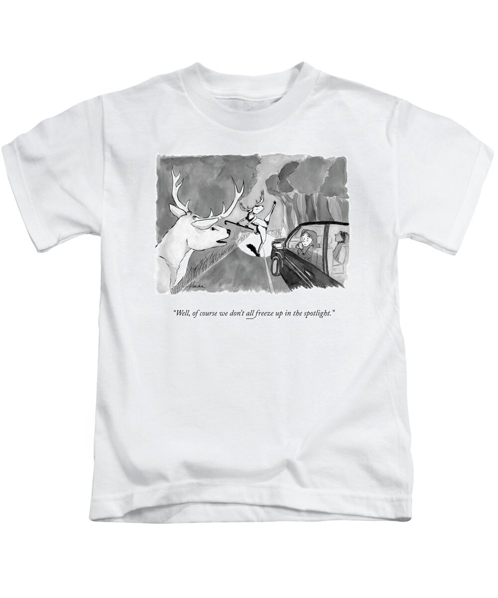 well Of Course We Don't All Freeze Up In The Spotlight. Kids T-Shirt featuring the drawing In the Spotlight by Kendra Allenby