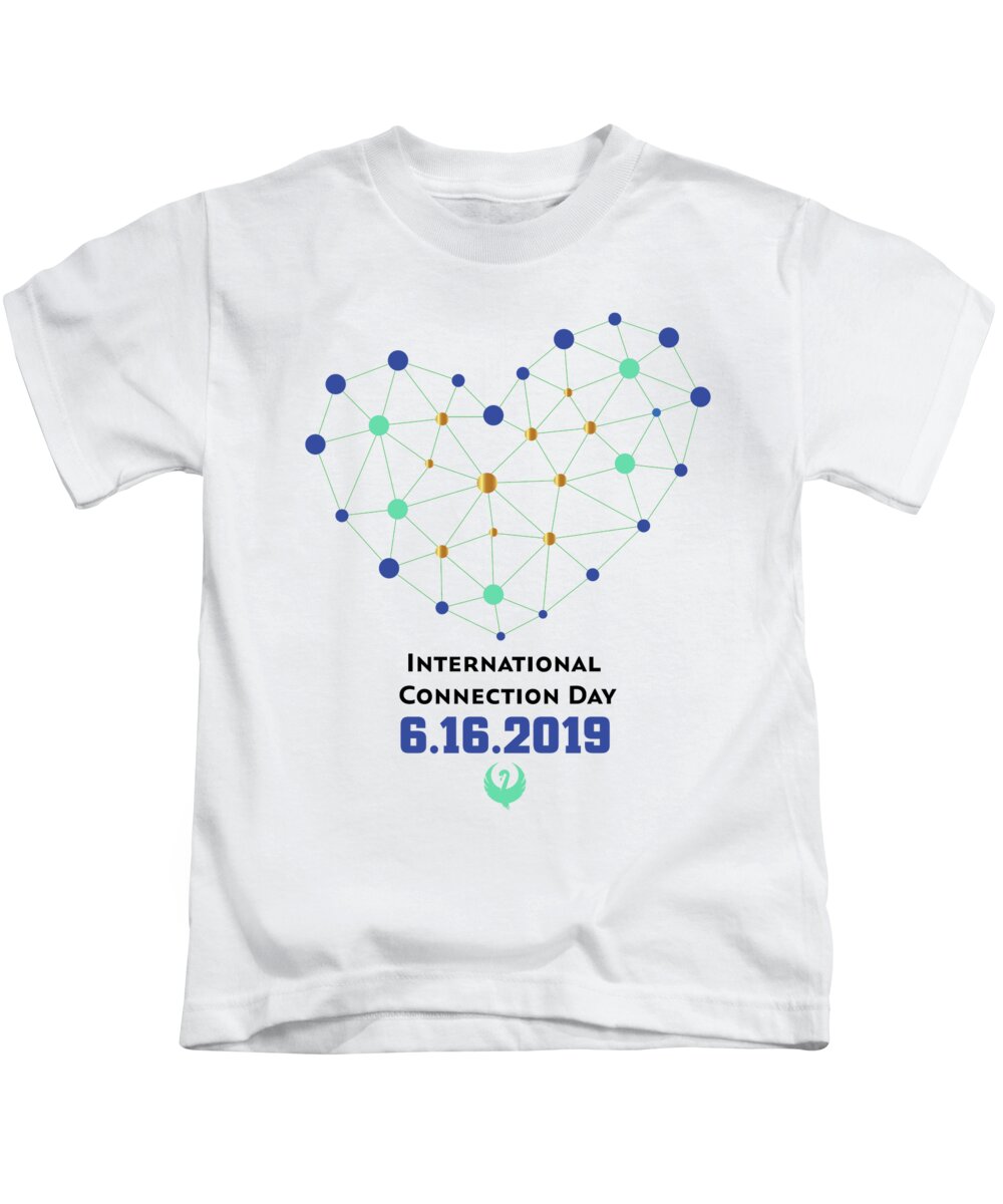  Kids T-Shirt featuring the painting International Connection Day 2019 by Teal Eye Print Store