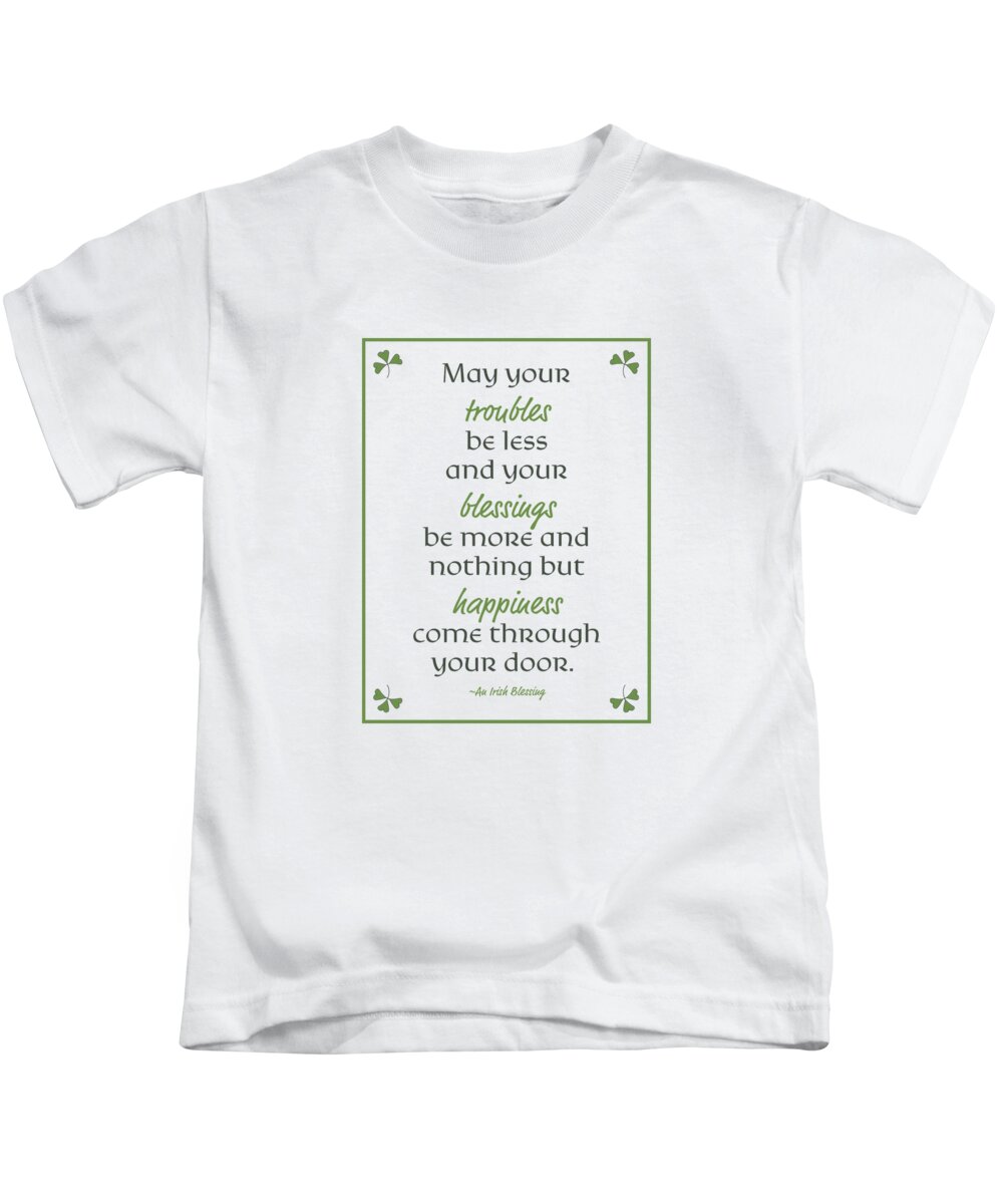 Irish Blessing Kids T-Shirt featuring the digital art Irish Blessing by Lisa Blake
