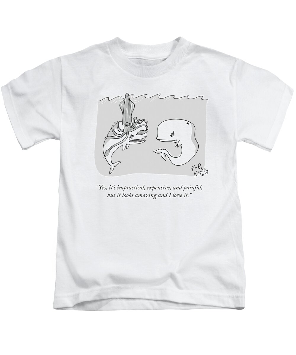 yes Kids T-Shirt featuring the drawing It Looks Amazing by Farley Katz