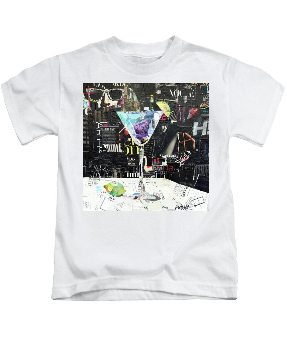 Martini Kids T-Shirt featuring the mixed media It's Five O'Clcok Somewhere by James Hudek