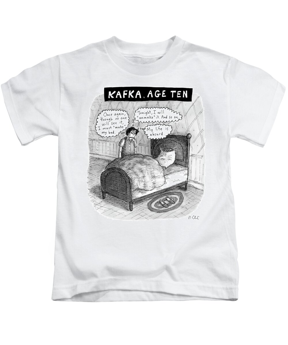 Kafka Kids T-Shirt featuring the drawing Kafka Age Ten by Roz Chast