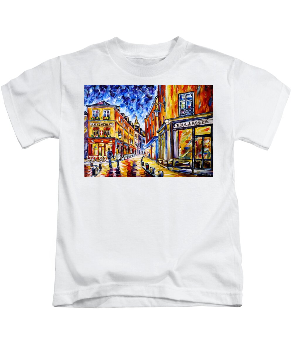I Love Paris Kids T-Shirt featuring the painting Le Consulat, Montmartre by Mirek Kuzniar