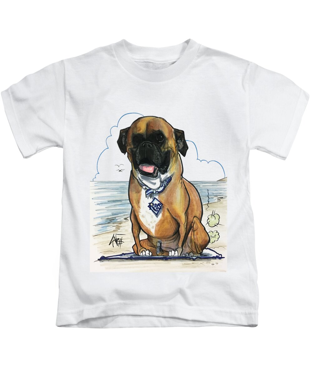 Levine 4593 Kids T-Shirt featuring the drawing Levine 4593 by Canine Caricatures By John LaFree