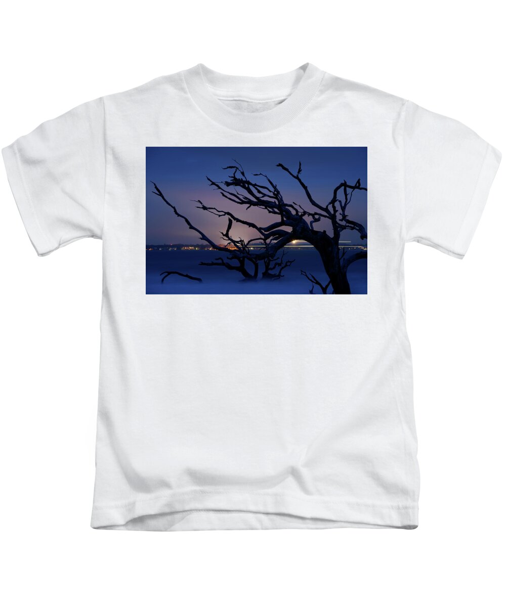 Driftwood Beach Kids T-Shirt featuring the photograph Life Beyond the Graveyard of Trees by James Covello