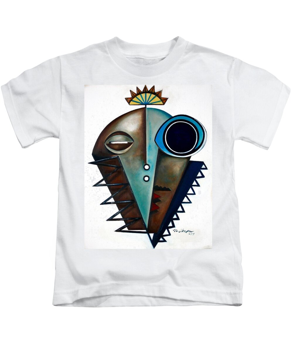 Jazz Kids T-Shirt featuring the painting Mask / Modern Saxophonist by Martel Chapman