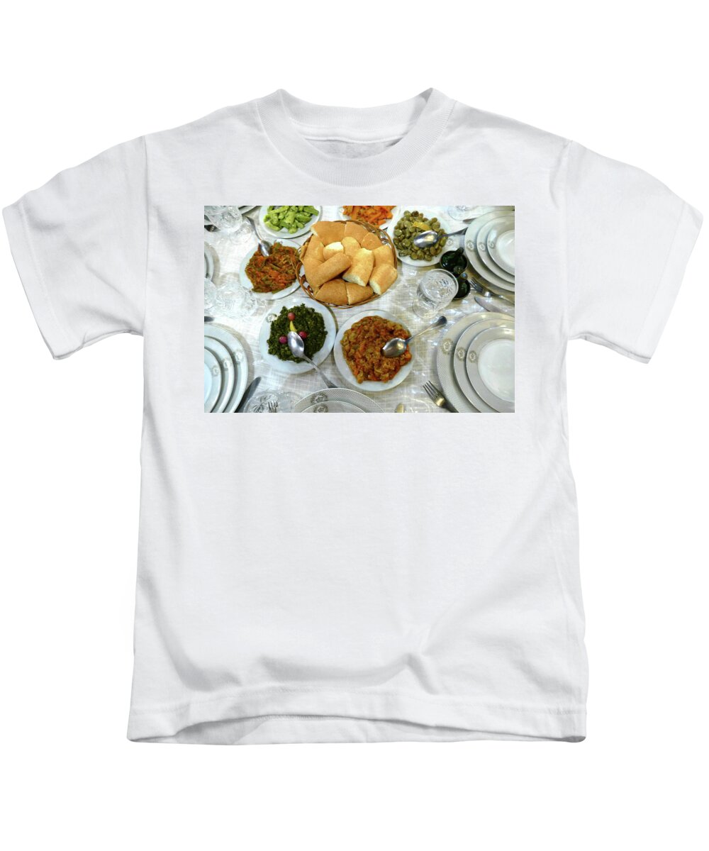 Morocco Kids T-Shirt featuring the photograph Meze appetizers at a high end restaurant by Steve Estvanik
