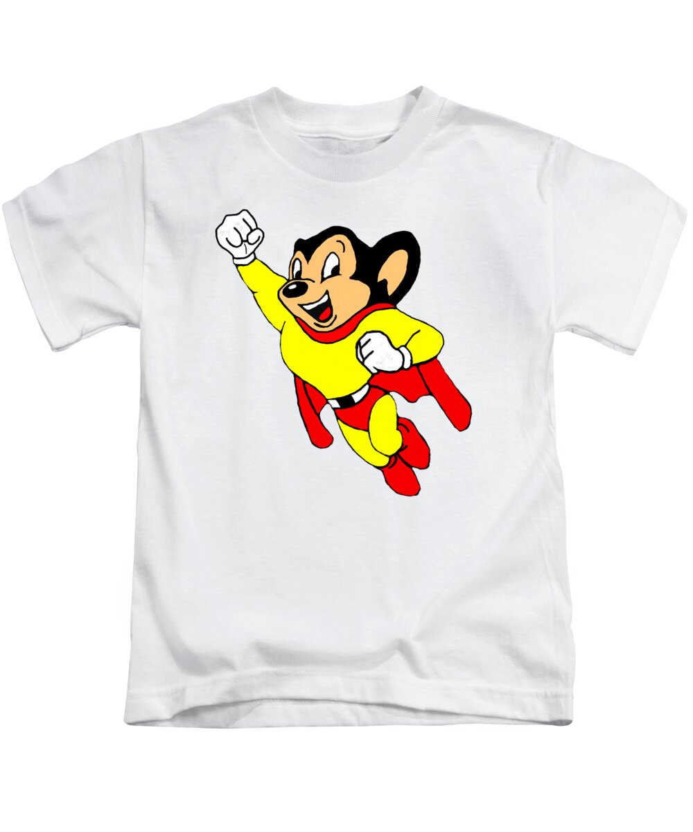 Mouse Kids T-Shirt featuring the mixed media Mighty Mouse Small But Mighty by Movie Poster Prints