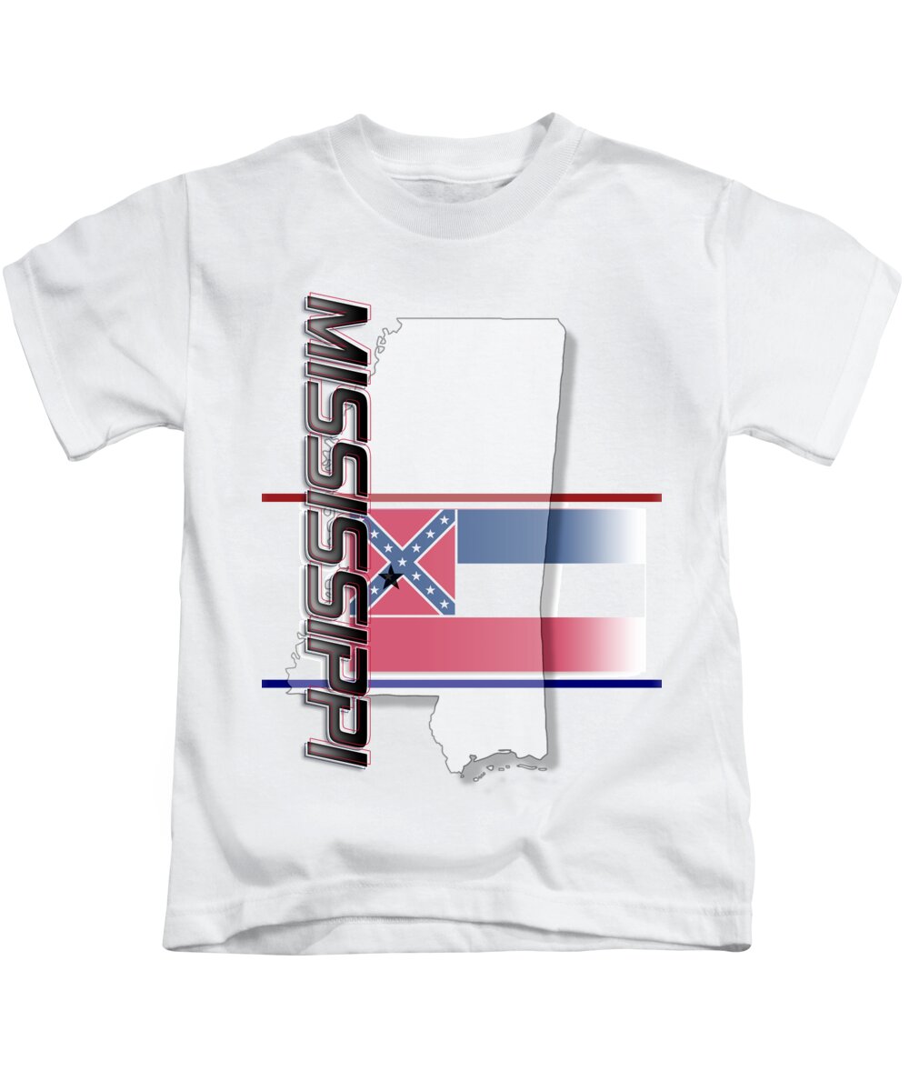 Mississippi Kids T-Shirt featuring the digital art Mississippi State Vertical Print by Rick Bartrand