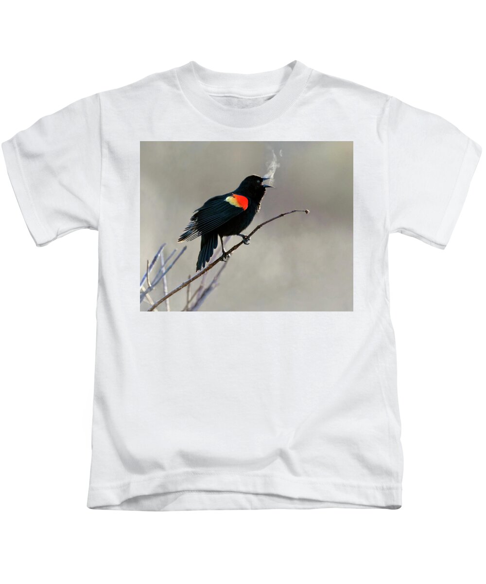 Blackbird Kids T-Shirt featuring the photograph Morning Heat by Art Cole