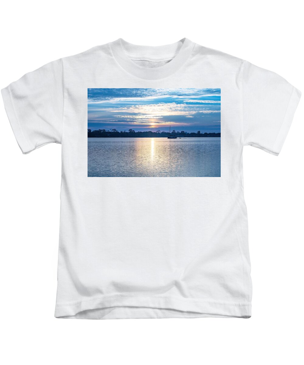 River Kids T-Shirt featuring the photograph Morning on the River by Mary Ann Artz