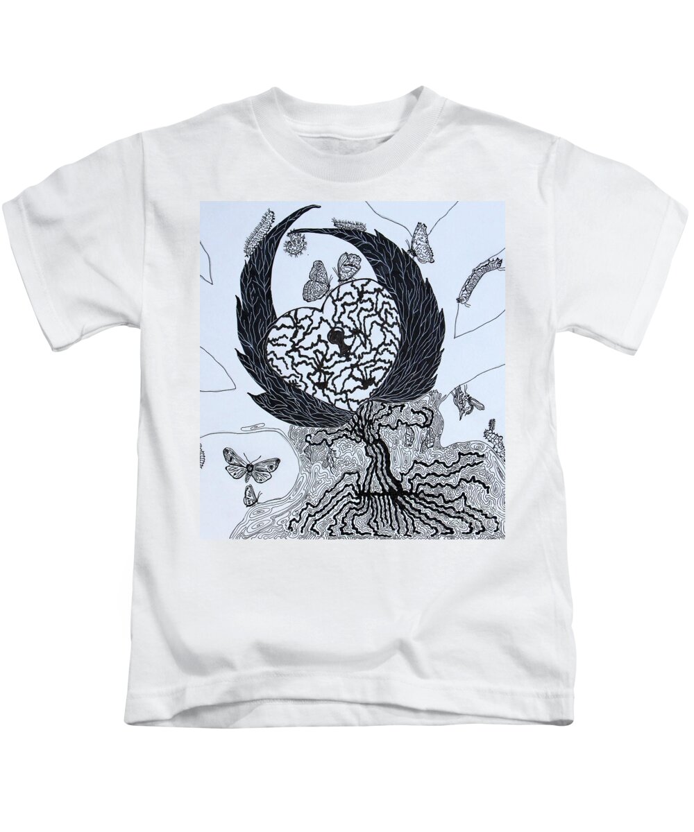 Prints Kids T-Shirt featuring the drawing Mystery of an Unfinished Life by Barbara Donovan