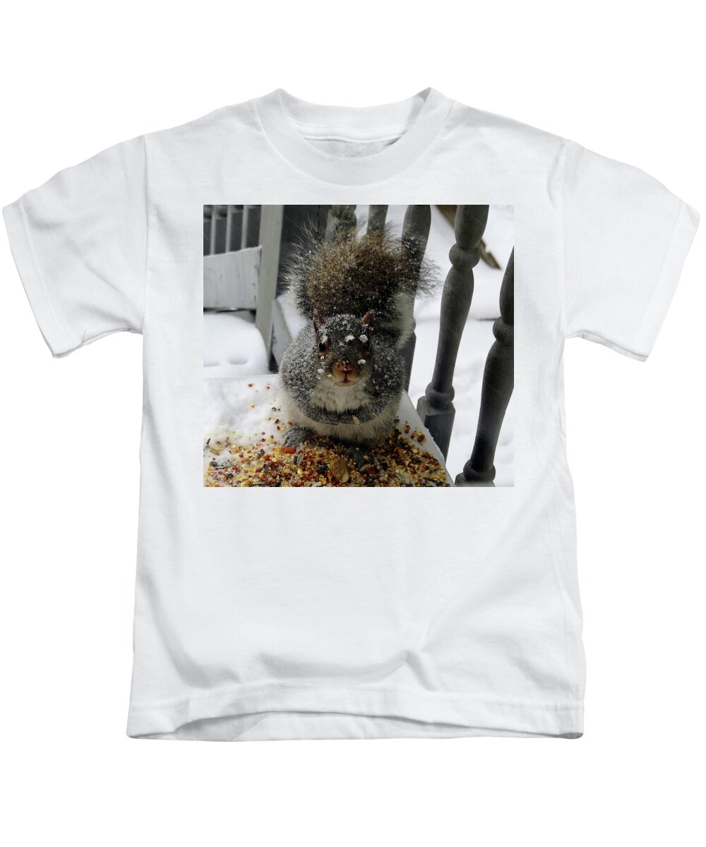 Squirrel Kids T-Shirt featuring the photograph Napkin, please by Linda Stern