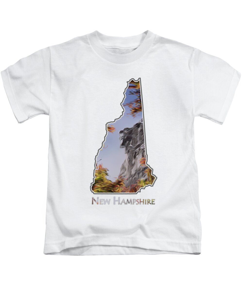 Old Kids T-Shirt featuring the photograph New Hampshire Old Man Logo Transparency by White Mountain Images