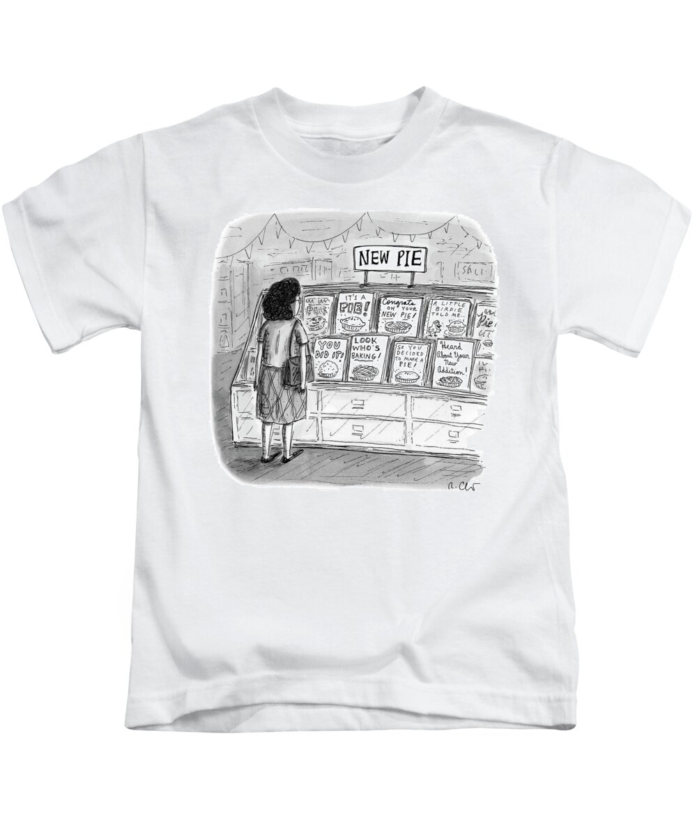 Pie Kids T-Shirt featuring the drawing New Pie by Roz Chast