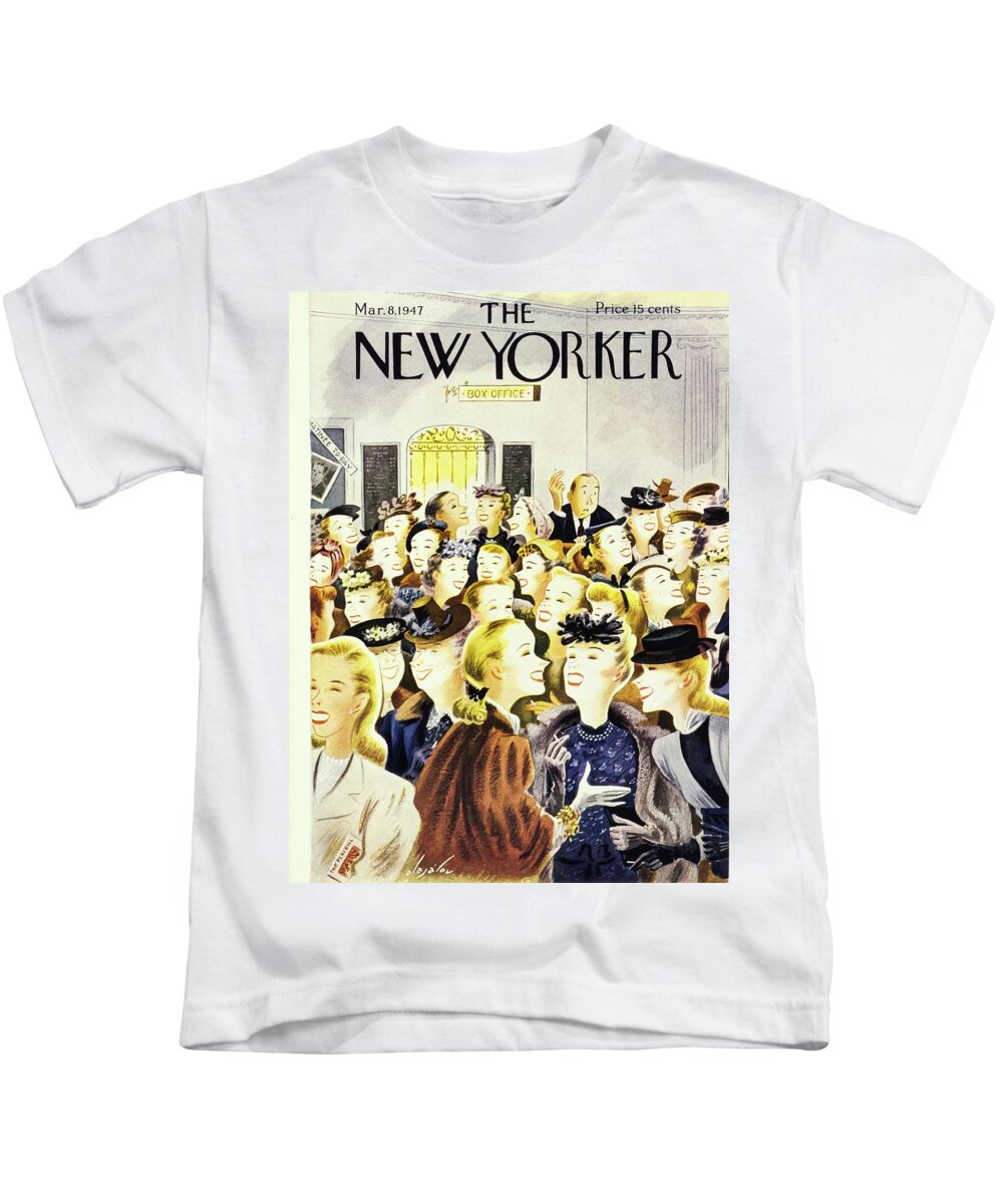 Illustration Kids T-Shirt featuring the painting New Yorker March 8, 1947 by Constantin Alajalov