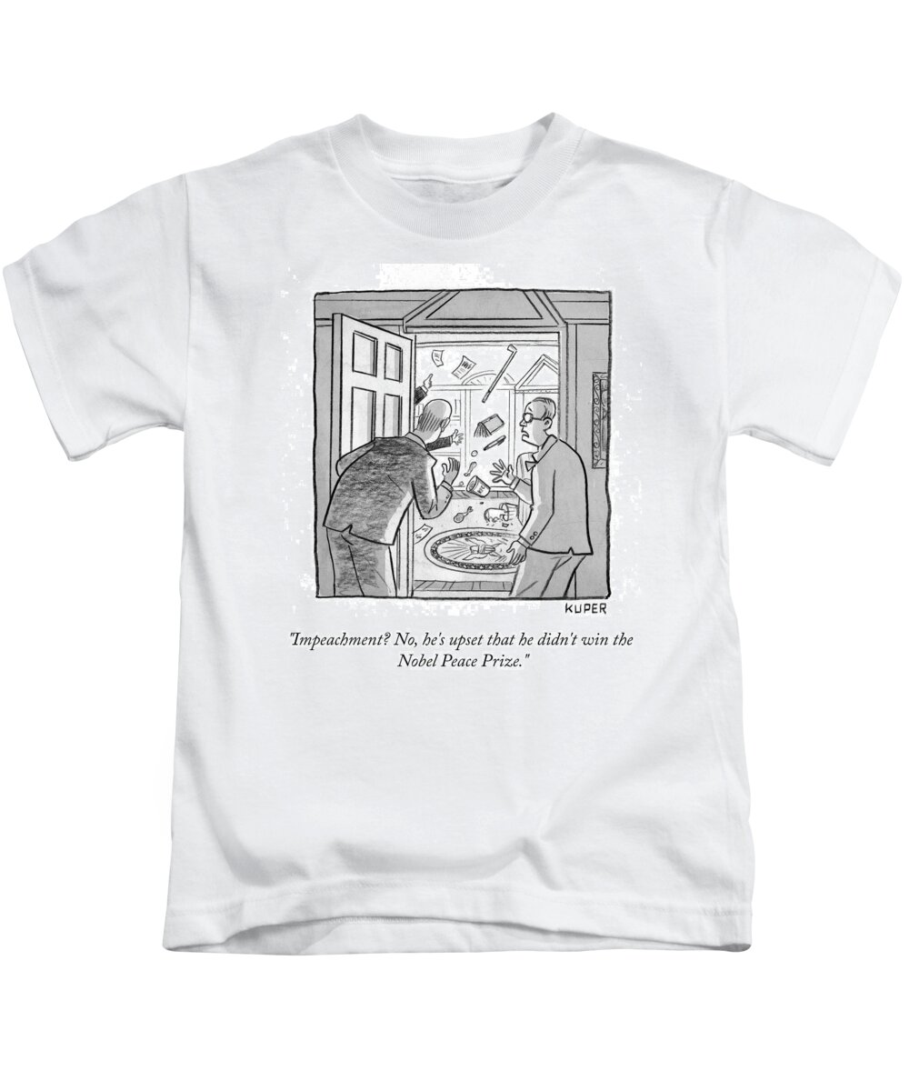 Impeachment? No Kids T-Shirt featuring the drawing Nobel Loss by Peter Kuper