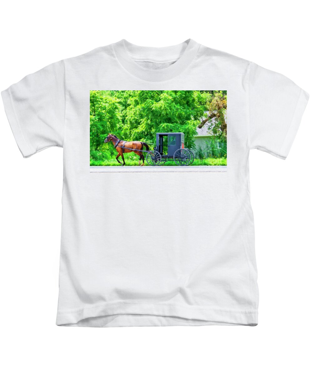 Canada Kids T-Shirt featuring the photograph Old Order Transportation by Lenore Locken