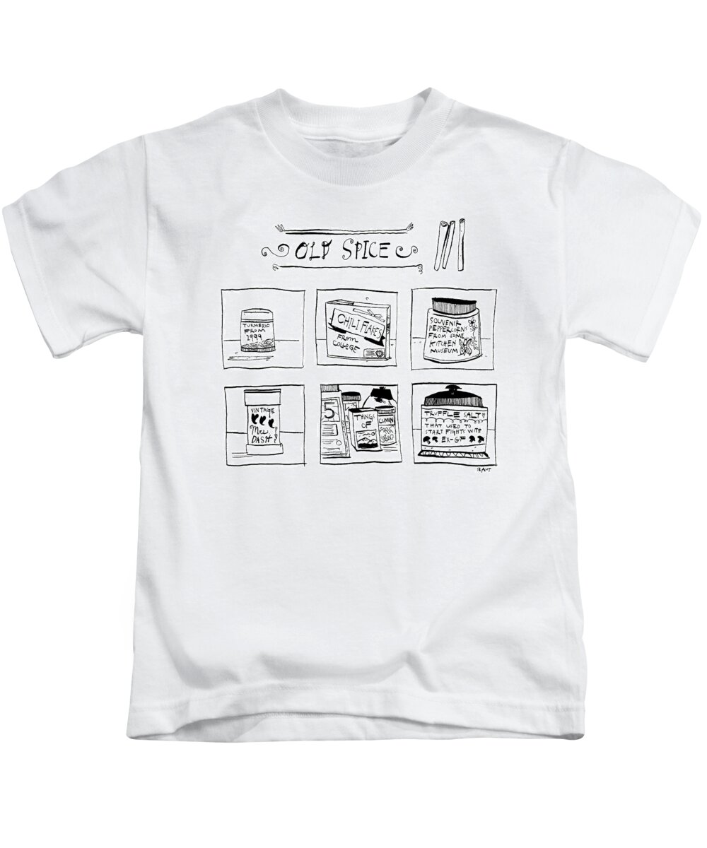 Old Spice Spices Kids T-Shirt featuring the drawing Old Spice by Sara Lautman