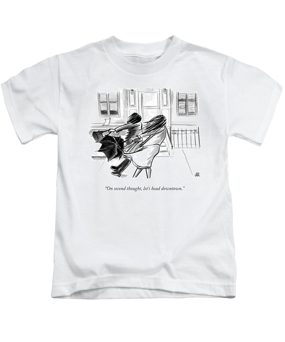 on Second Thought Kids T-Shirt featuring the drawing On Second Thought by Ali Solomon