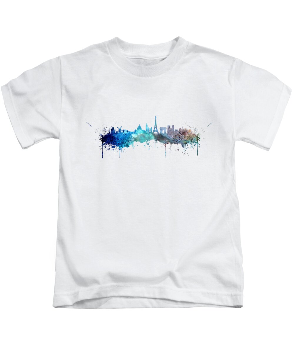 Paris Skyline Kids T-Shirt featuring the digital art Paris by Erzebet S