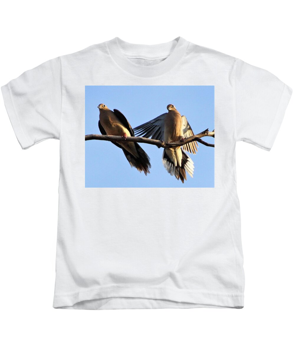 #birds #nature #animals Kids T-Shirt featuring the photograph Pigeons by Nata S