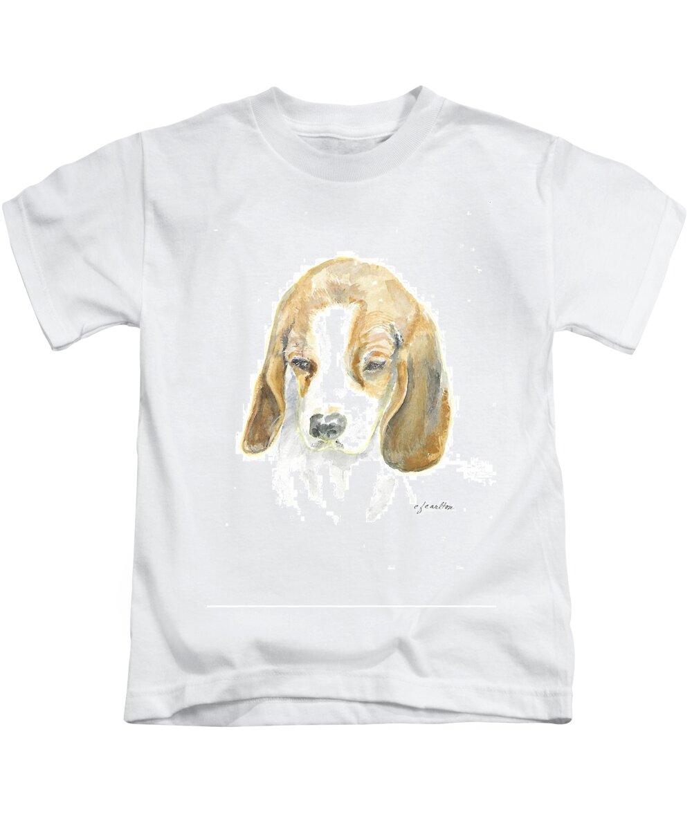 Puppy Kids T-Shirt featuring the painting Pound Puppy - Watercolor by Claudette Carlton