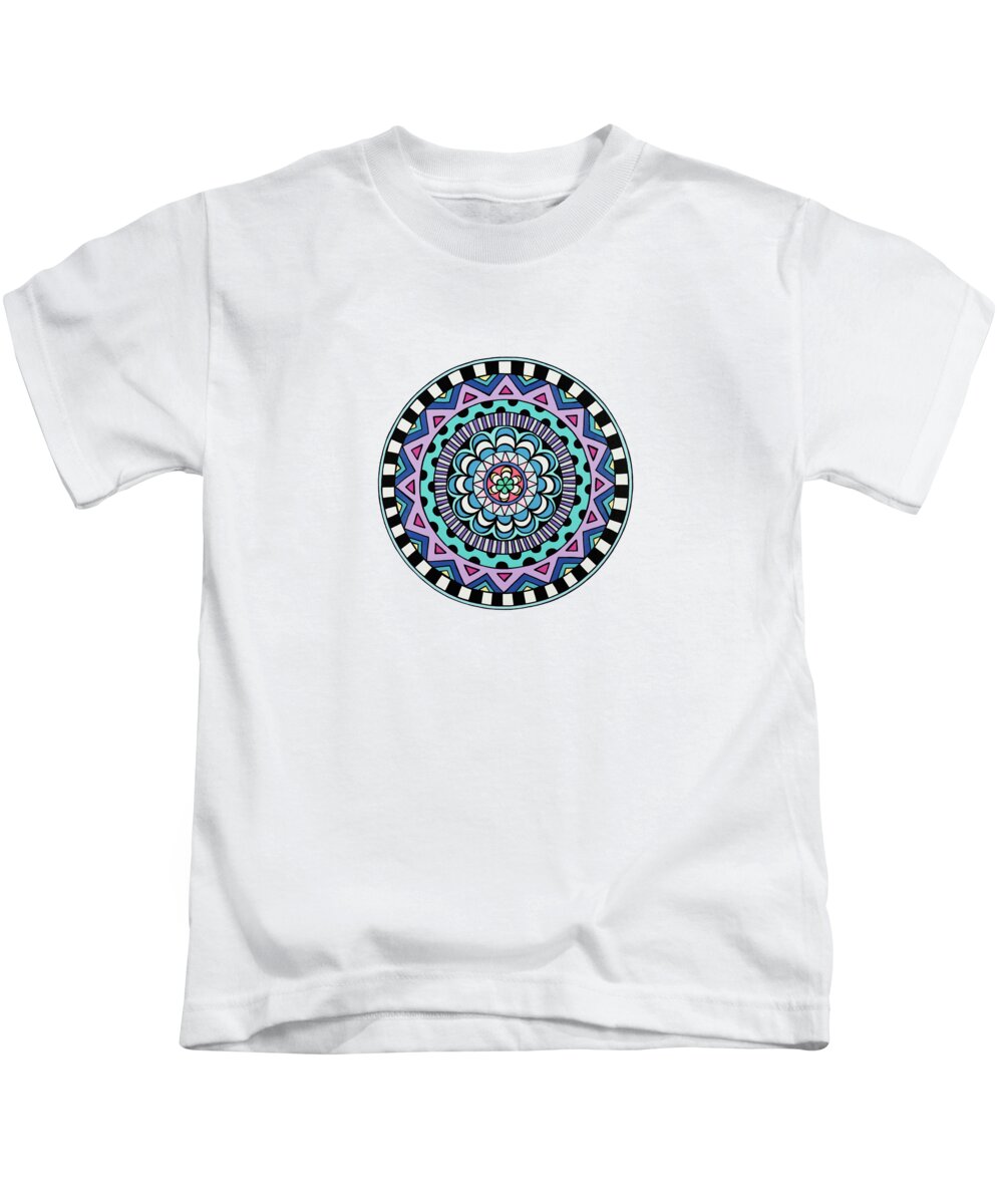 Mandala Kids T-Shirt featuring the painting Purple Mandala by Beth Ann Scott