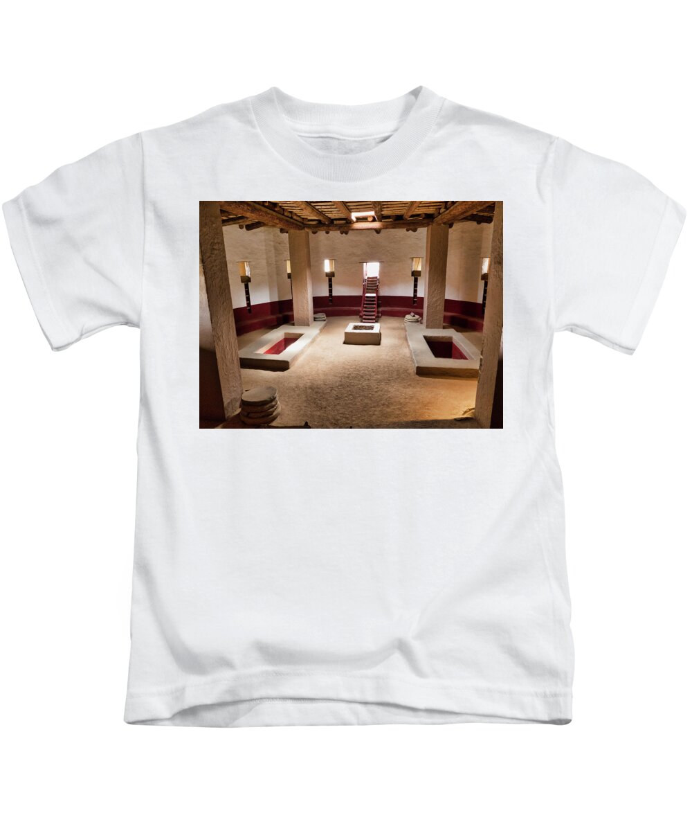 Pueblo Cultures Kids T-Shirt featuring the photograph Reconstructed Kive, Aztec Ruin, NM by Segura Shaw Photography