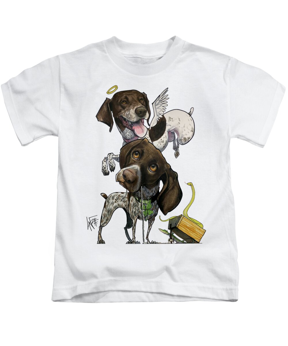Russell Kids T-Shirt featuring the drawing Russell 5222 by Canine Caricatures By John LaFree