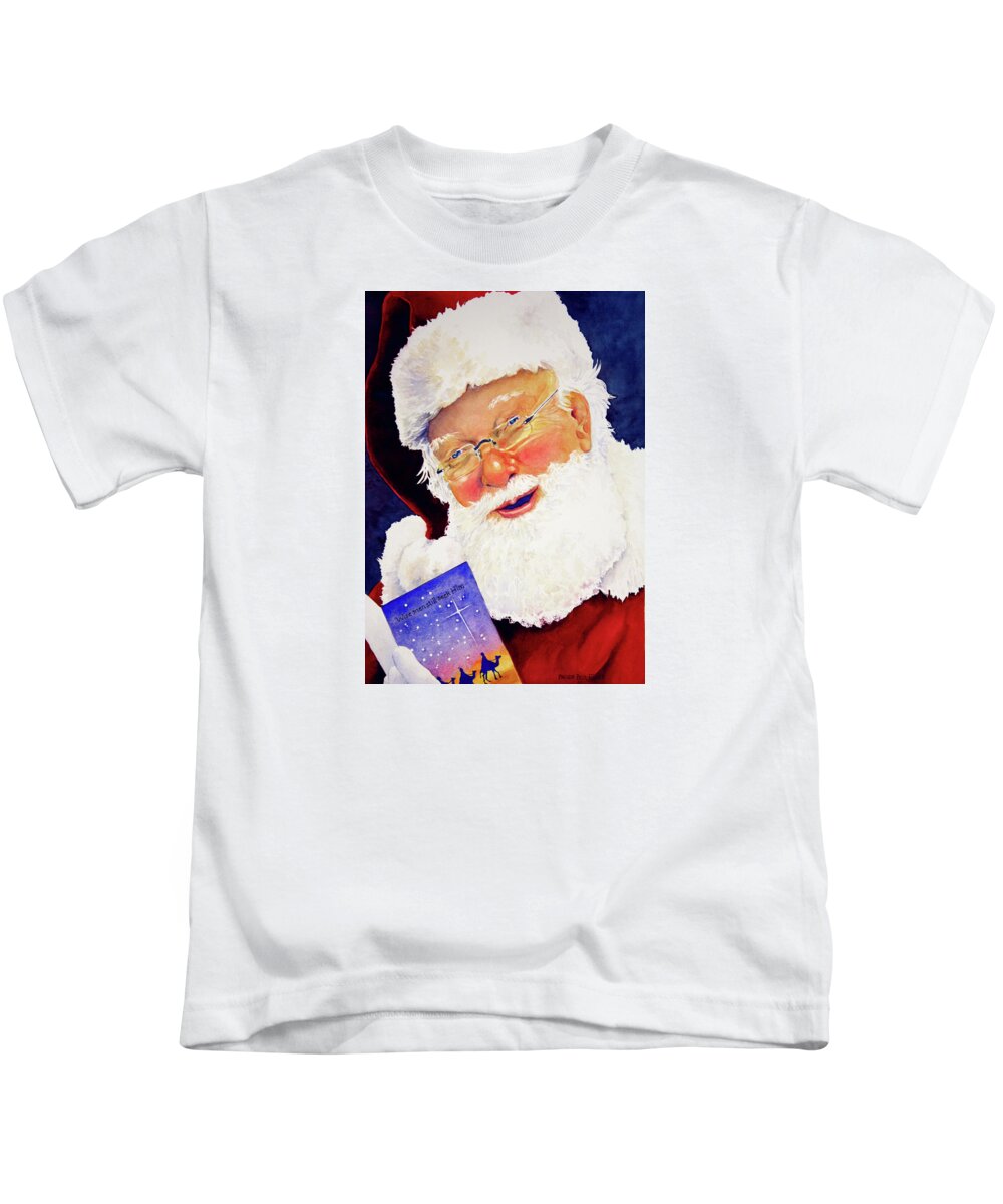 Santa Kids T-Shirt featuring the painting Santa Knows by Brenda Beck Fisher