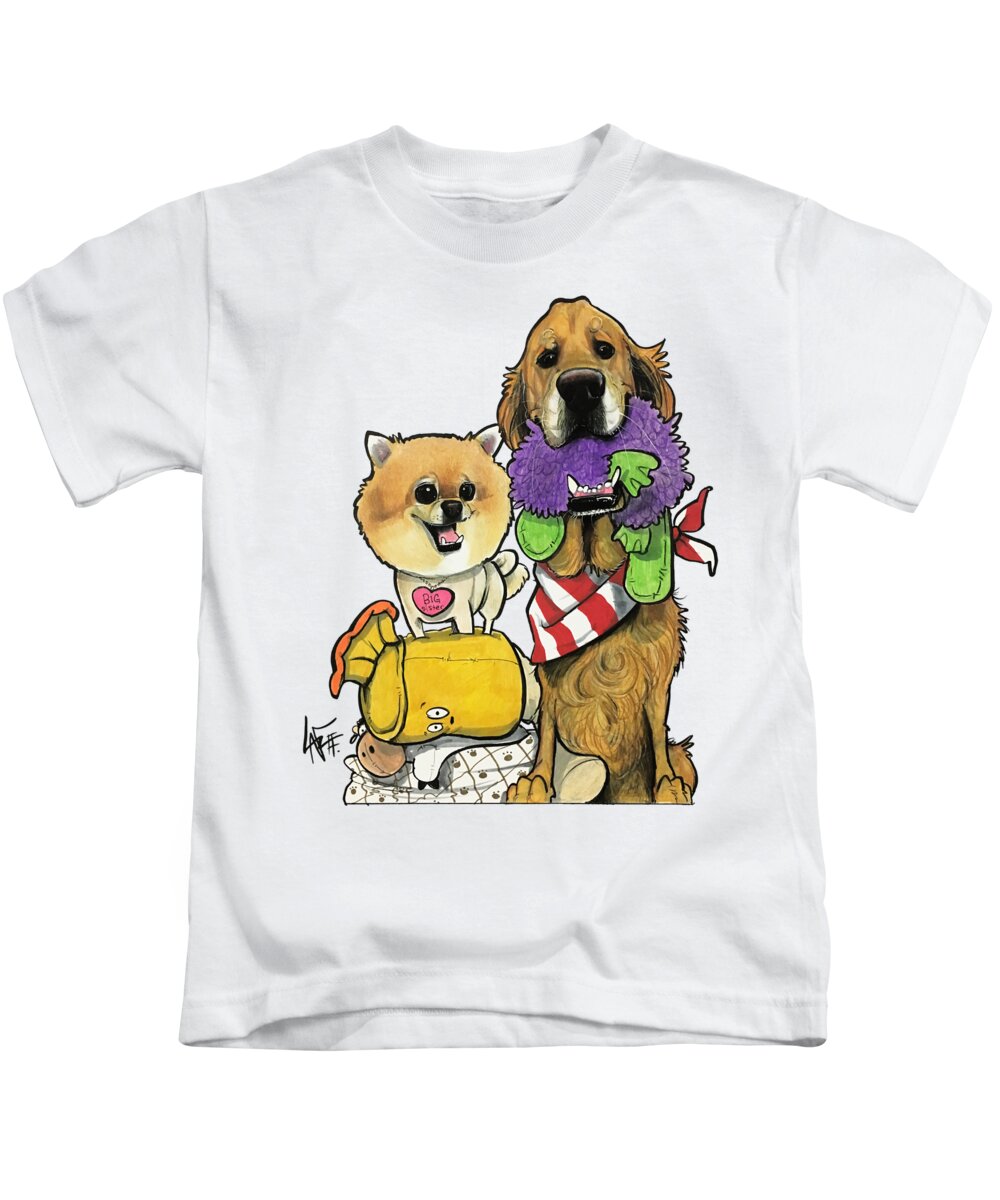Selker Kids T-Shirt featuring the drawing Selker 5072 by Canine Caricatures By John LaFree