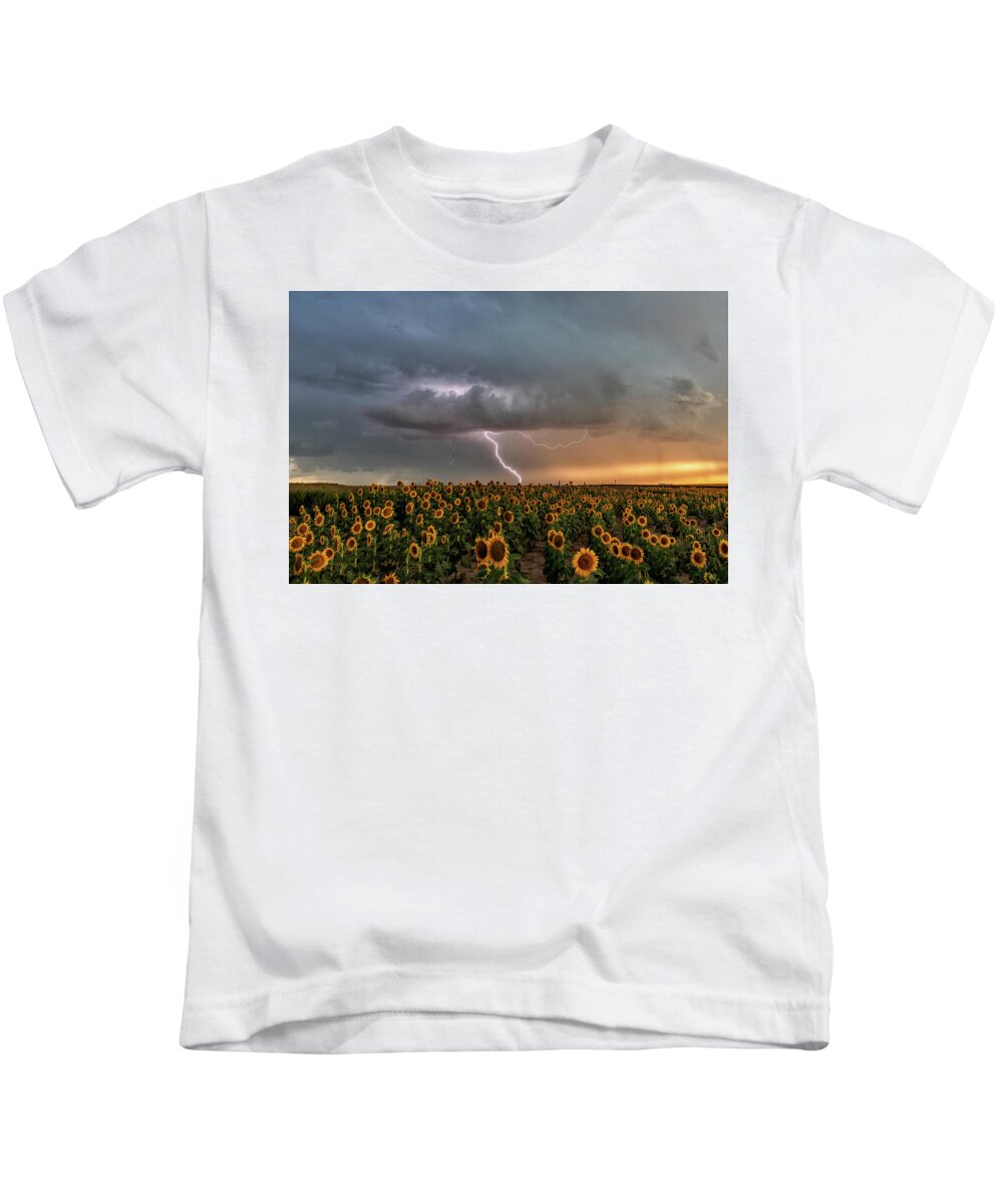 Sunflowers Kids T-Shirt featuring the photograph Shocking Sunflowers by Tony Hake