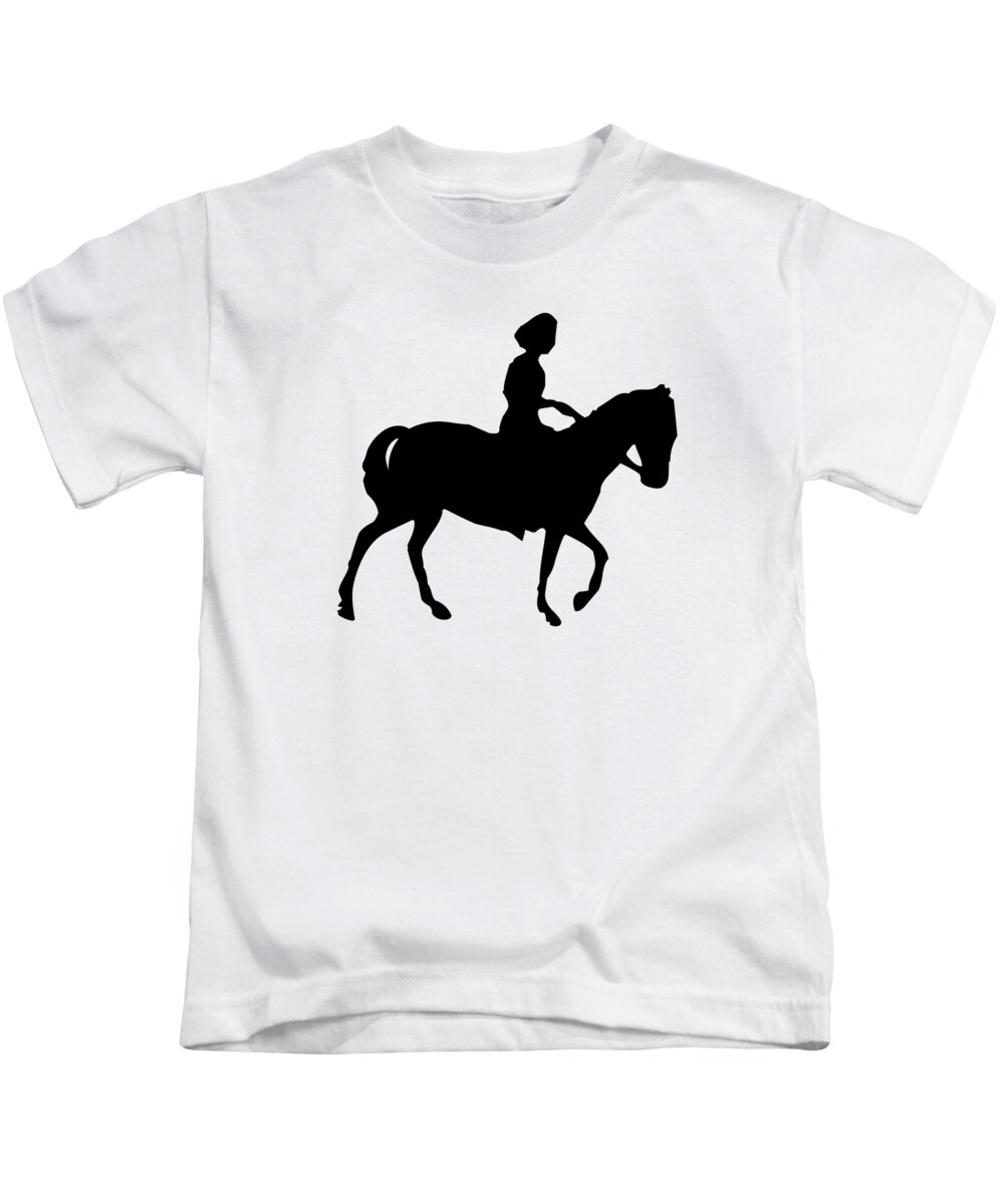 Silhouette Of A Woman On Horseback Kids T-Shirt featuring the digital art Silhouette of a Woman on Horseback by Rose Santuci-Sofranko