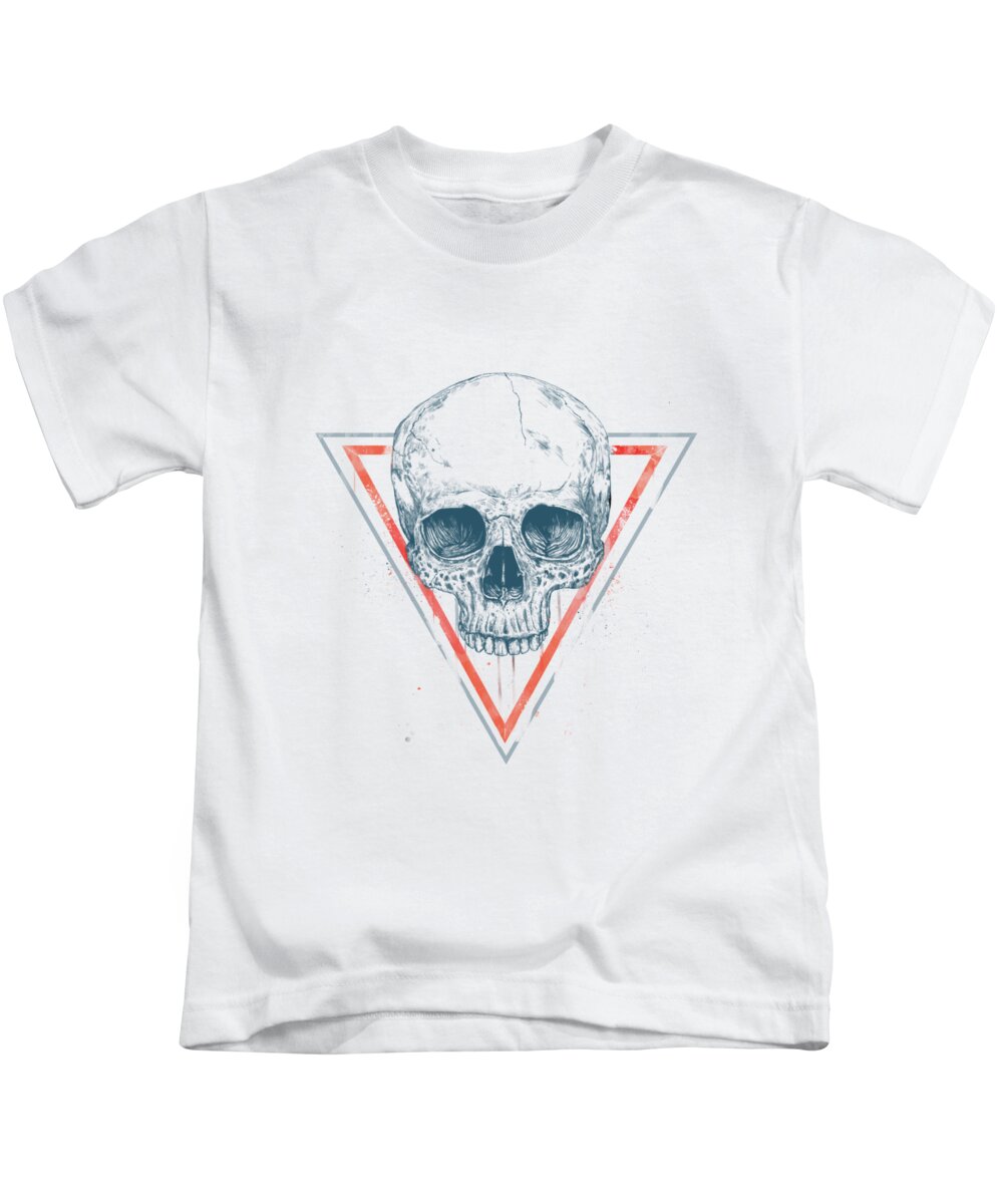 Skull Kids T-Shirt featuring the drawing Skull in triangles by Balazs Solti
