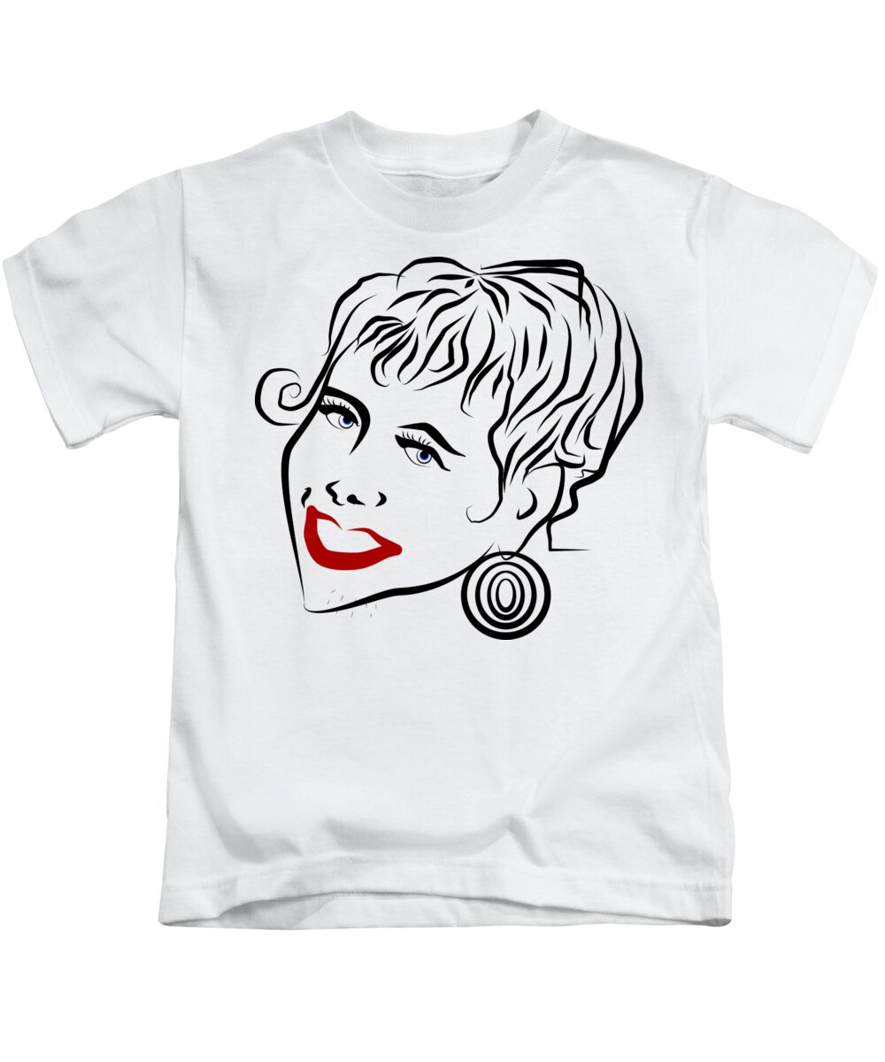 Girl Kids T-Shirt featuring the digital art Smiling Lady by Patricia Piotrak