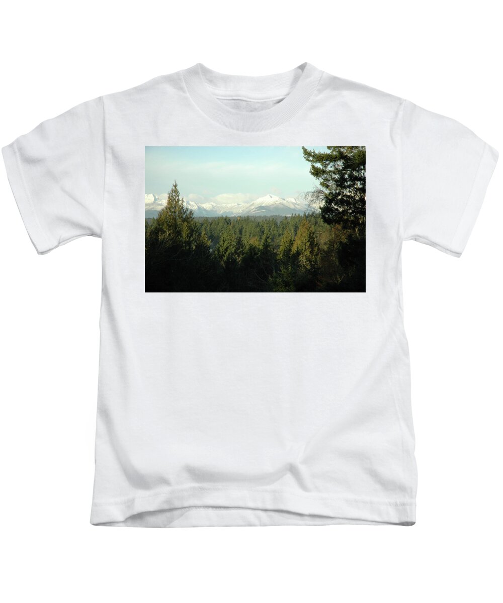 Mountains Kids T-Shirt featuring the photograph Somewhere outside Seattle by Eric Hafner