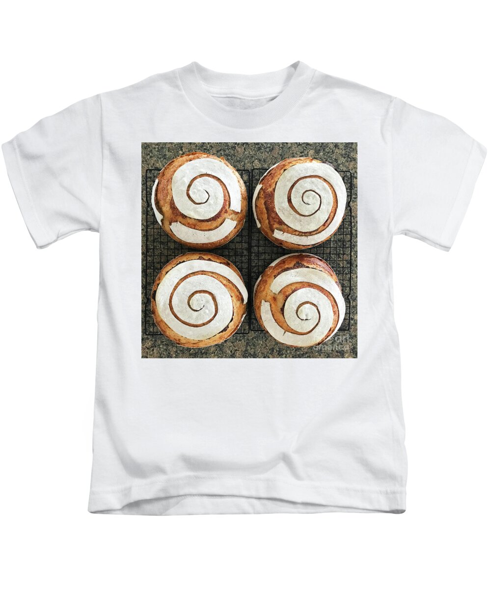 Bread Kids T-Shirt featuring the photograph Sourdough Spirals x 4 by Amy E Fraser