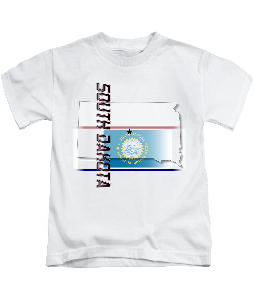 South Dakota Kids T-Shirt featuring the digital art South Dakota State Vertical Print by Rick Bartrand